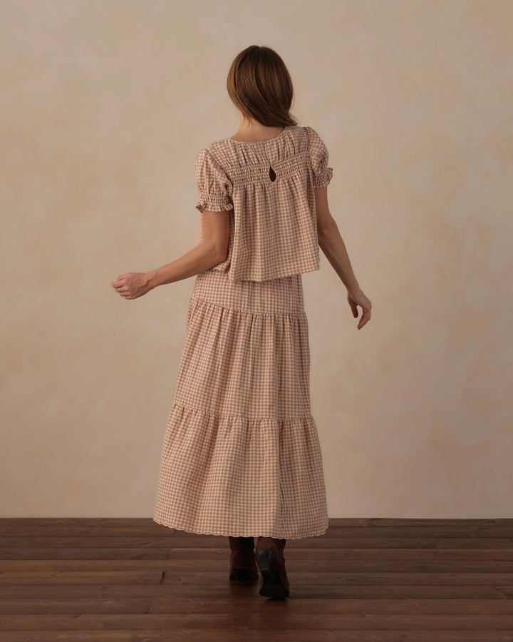 Jupe midi à volants pour femme - Fawn Gingham