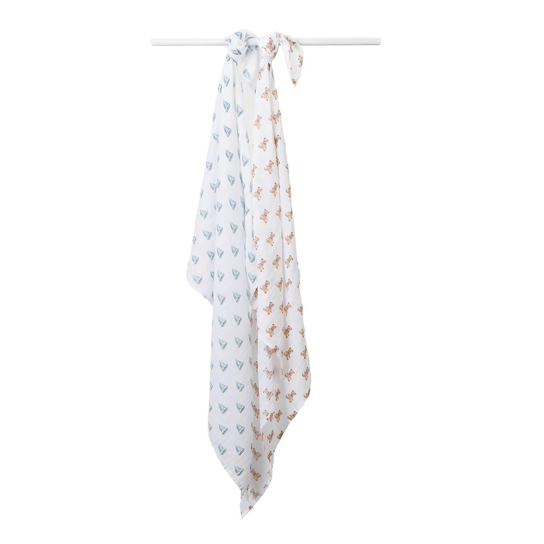Couvertures en mousseline Ours Vintage et Voiliers - Ensemble de deux