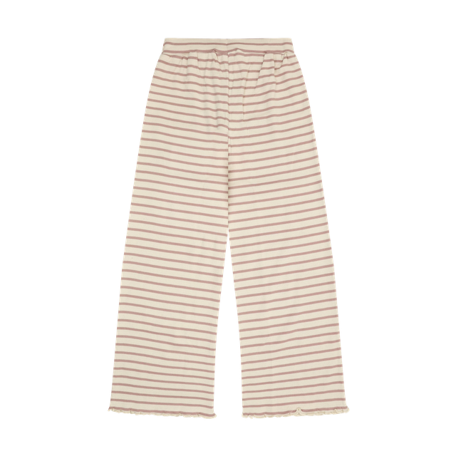 Pantalon en tricot côtelé à rayures roses
