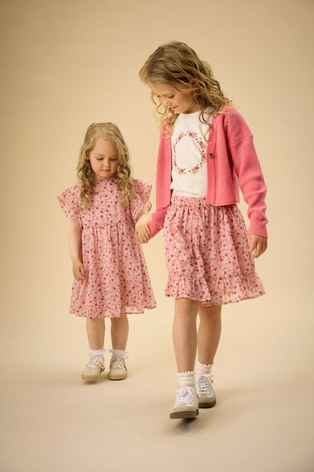 Jupe à volant - Fleurs roses