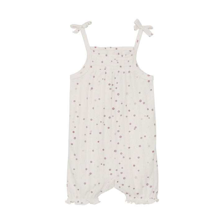 Ensemble salopette en pointelle fleurie avec cache-couche
