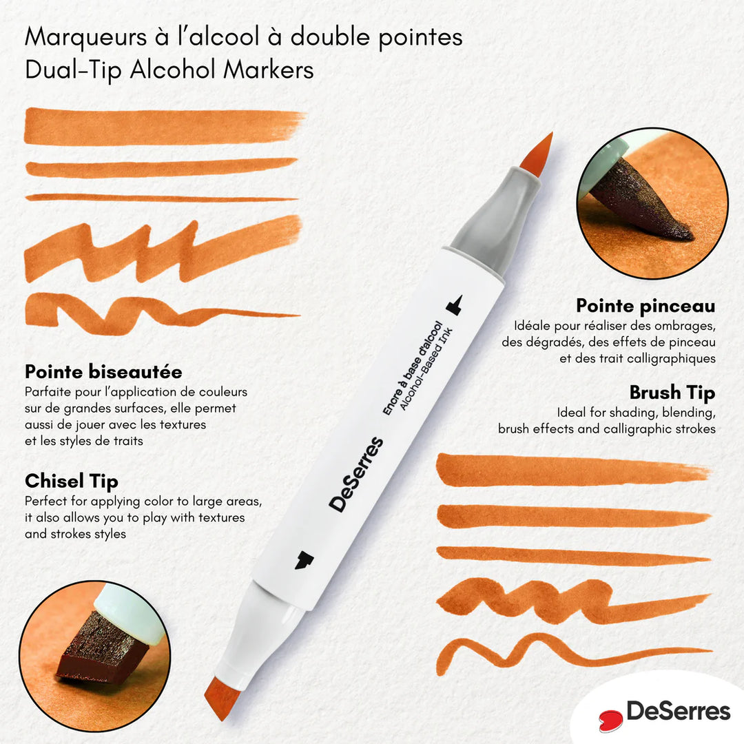 Ensemble de marqueurs à alcool double pointe (120)