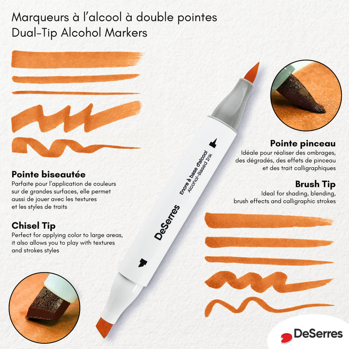 Ensemble de marqueurs à alcool double pointe (120)