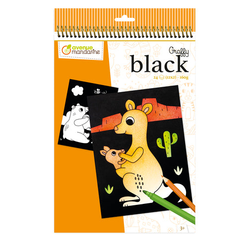 Cahier de coloriages Graffy black Animaux du monde