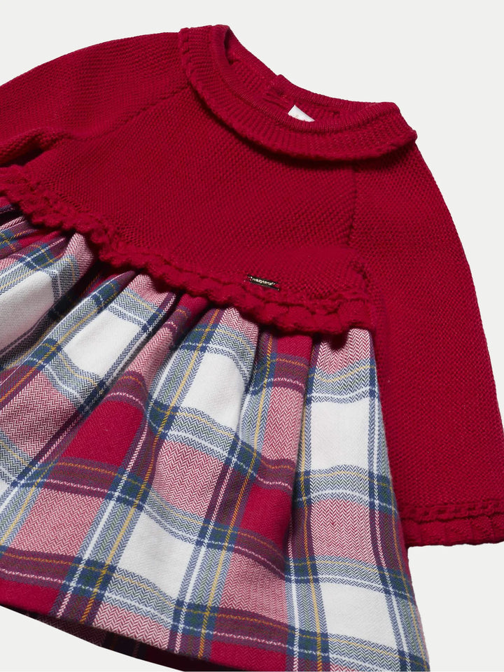 Robe tricot et tartan Rojo