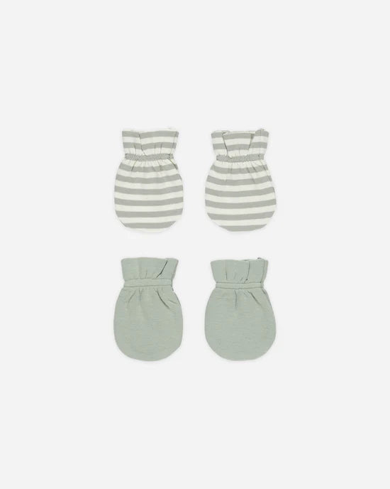 Mitaines pour nouveau-né Sage Stripe/Sage