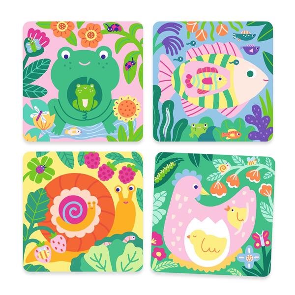 Coloriages magiques - Coucou caché maman-bébé du jardin