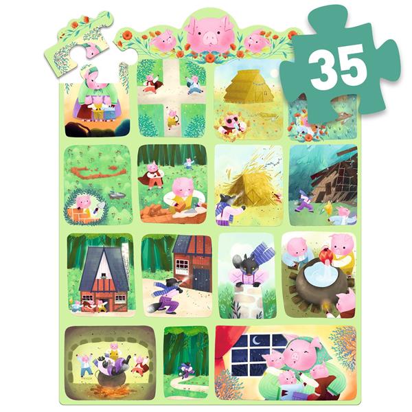 Puzzle histoire - Les trois petits cochons (35 mcx)