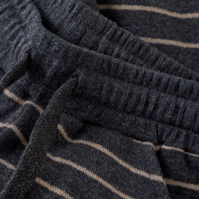 Pantalon en molleton marine à rayures sables