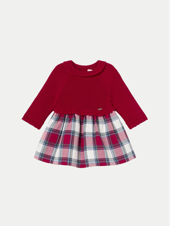 Robe tricot et tartan Rojo