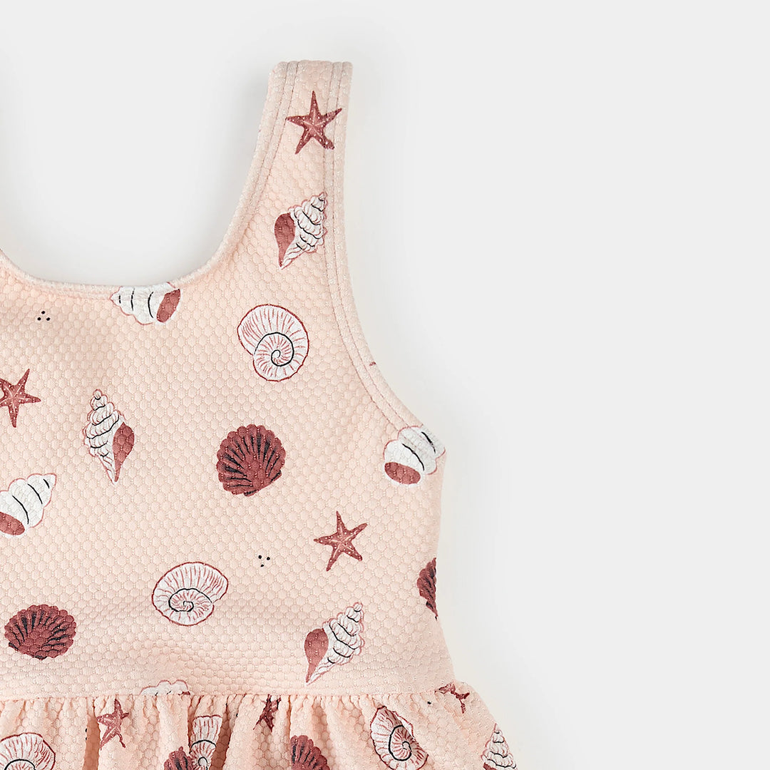 One-piece swimsuit with seashell print