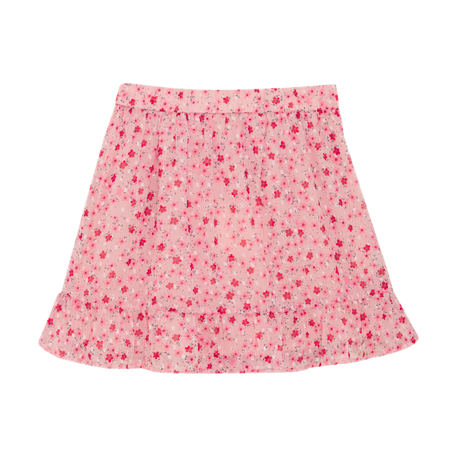 Jupe à volant - Fleurs roses