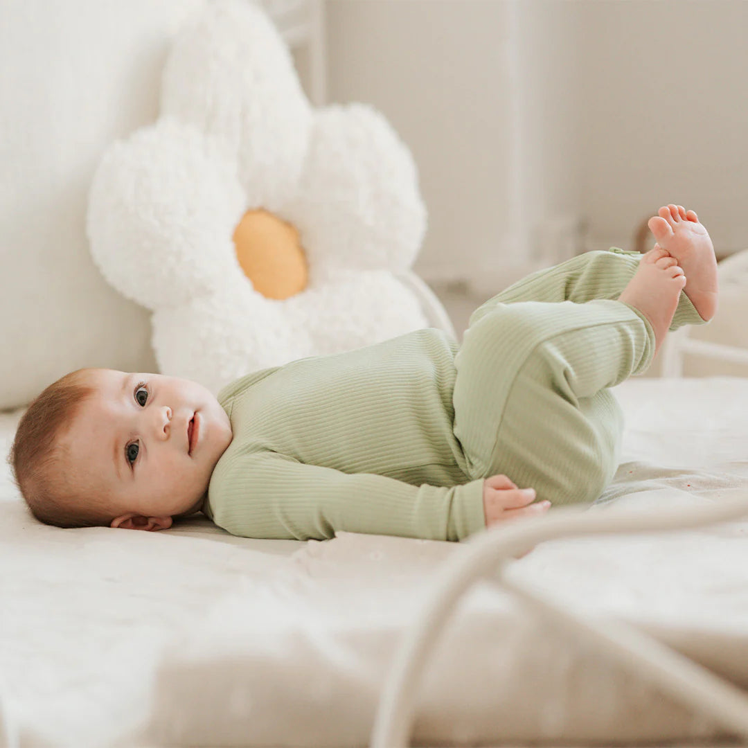 Romper en tricot côtelé vert fougère