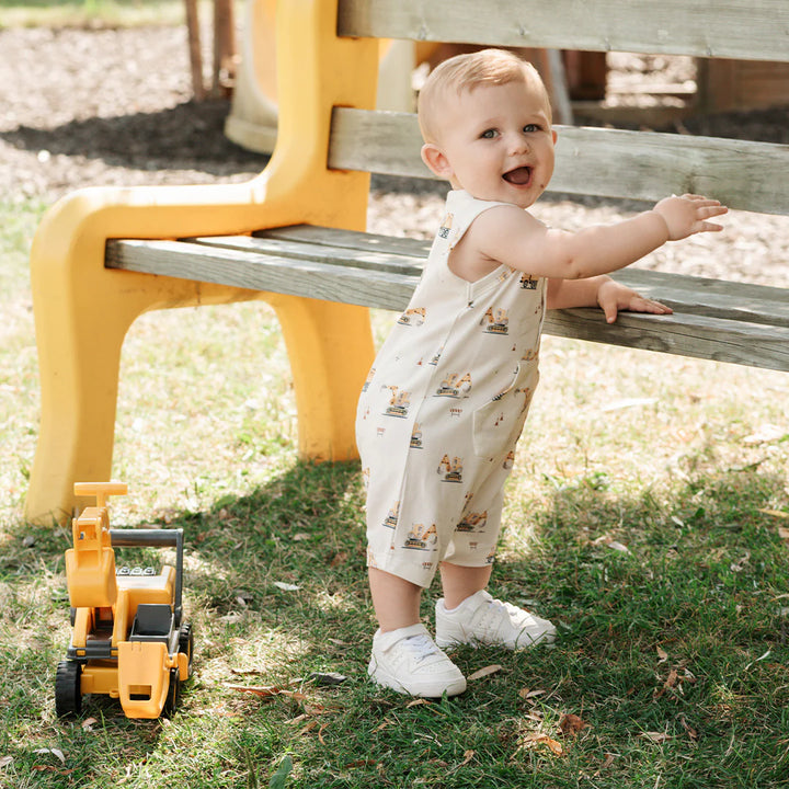 Romper sans manche à imprimé de camion d'excavation