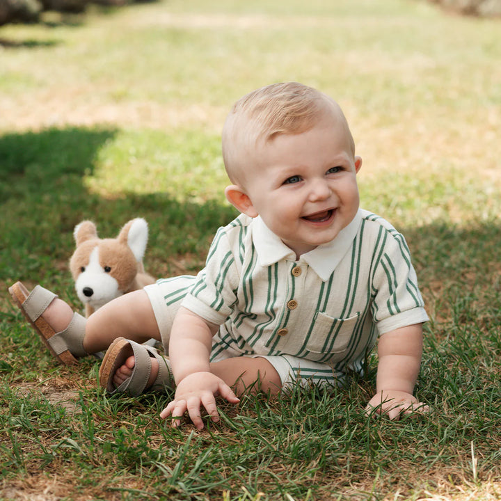 Romper en éponge fougère et blanc cassé