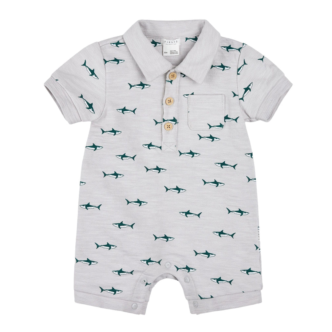 Romper avec col Polo à imprimé de requins