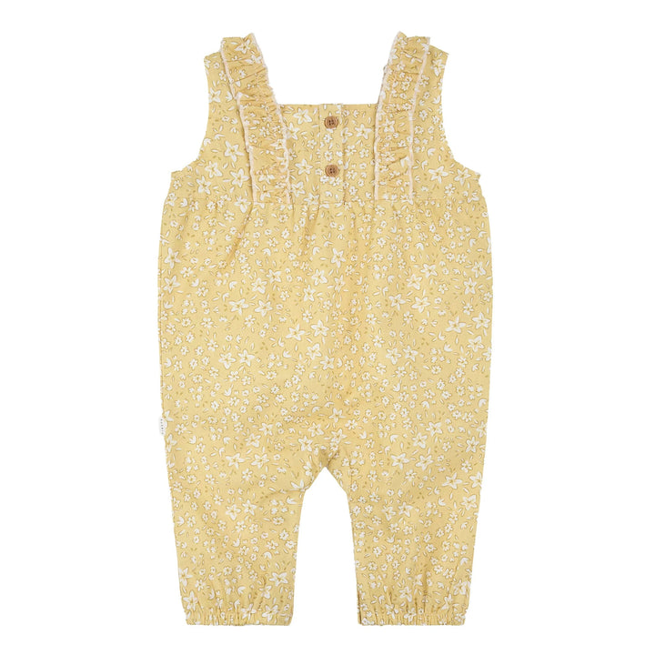 Romper à imprimé de fleurs sur fond jaune