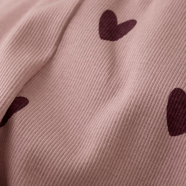 Legging côtelé à imprimé de coeurs