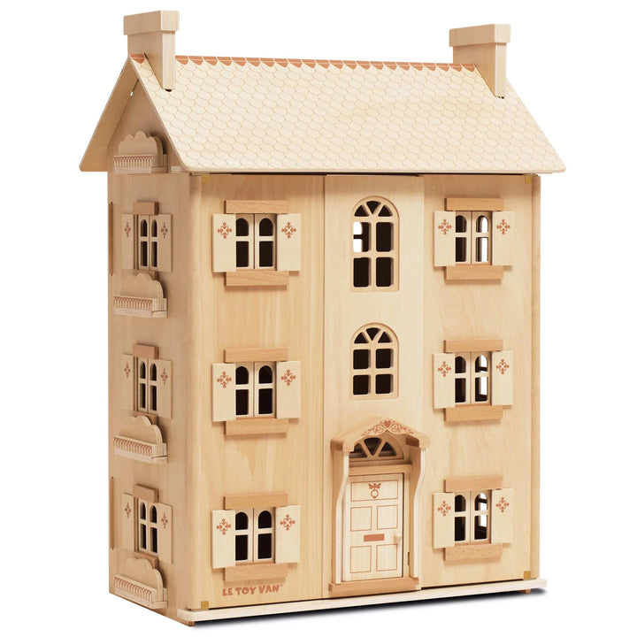 Grande maison de poupée en bois naturel (non meublée)
