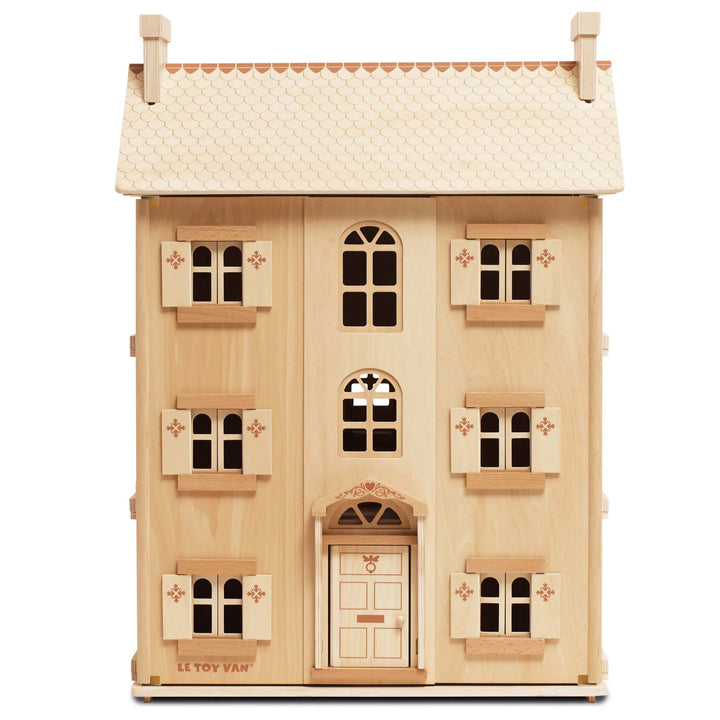 Grande maison de poupée en bois naturel (non meublée)