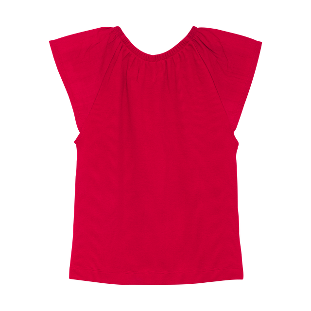 Haut à manches très courtes en tricot côtelé - Rouge chili