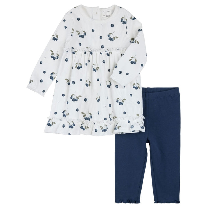 Ensemble de robe côtelée à imprimé de bleuets