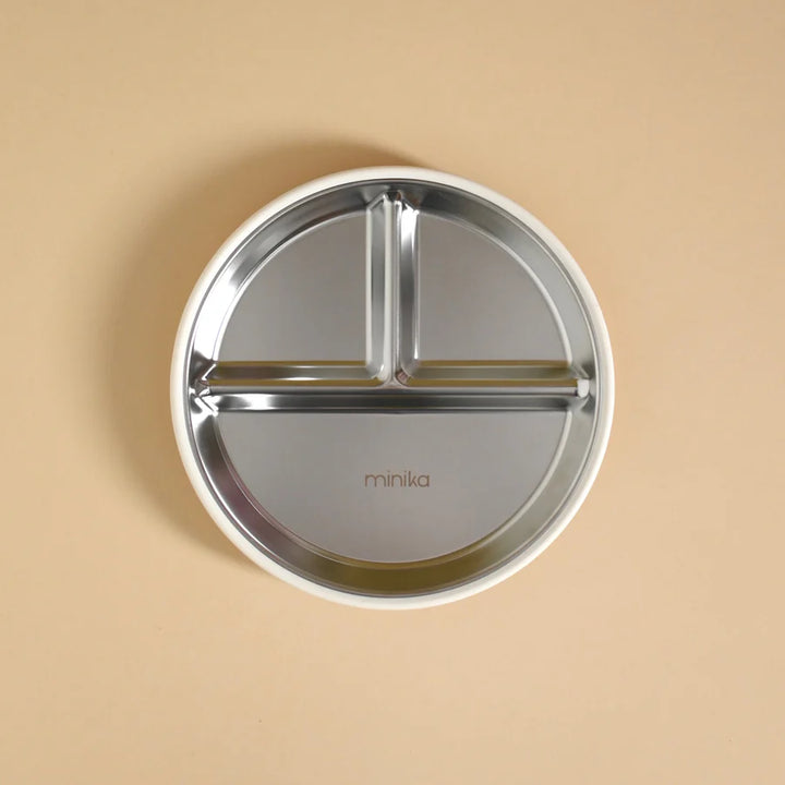 Assiette à compartiments en acier avec succion en silicone