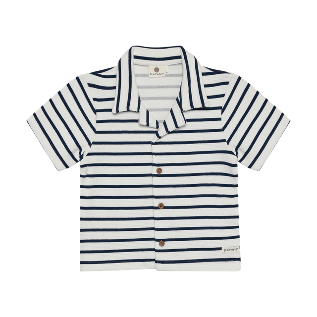 Short-sleeved shirt with medieval blue stripes