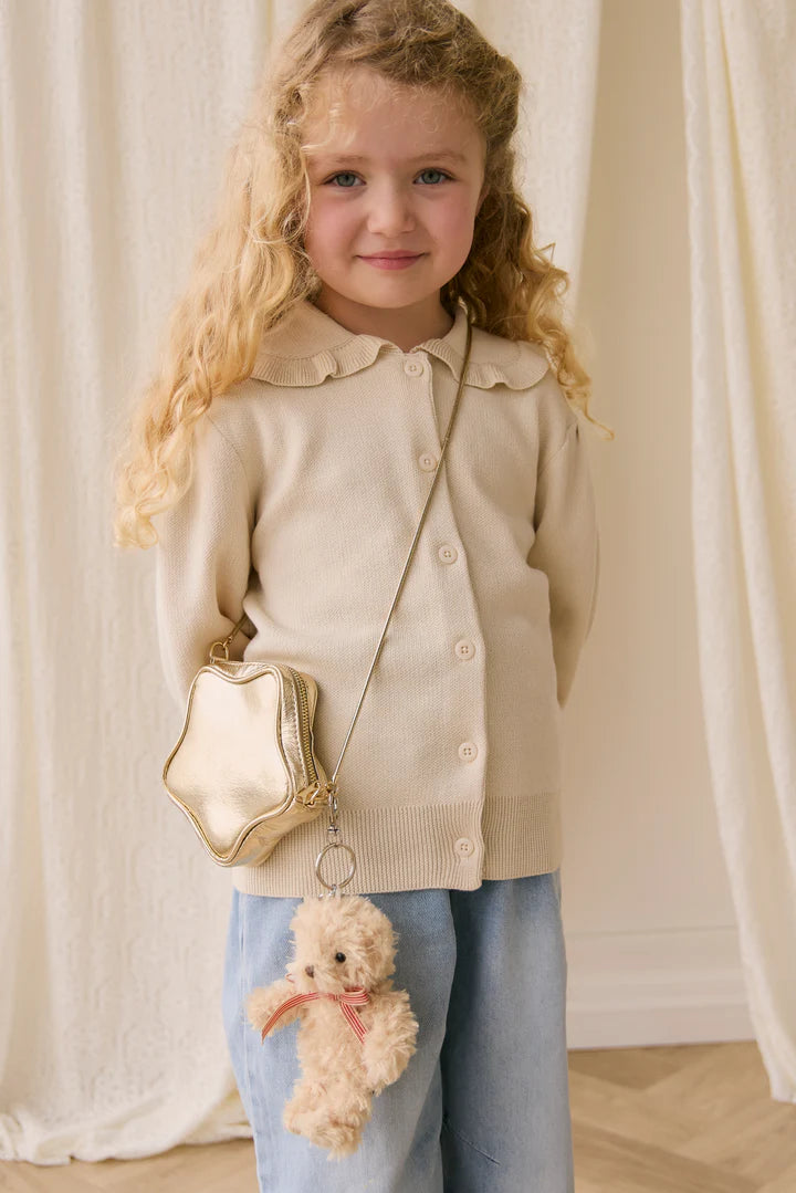 Bag charm - Arthur the Bear with red striped loop