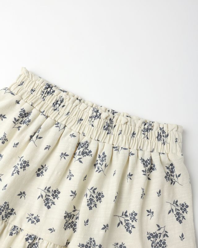 Jupe midi à volants - Blue Floral