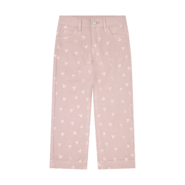 Pantalon rose avec coeurs brodés
