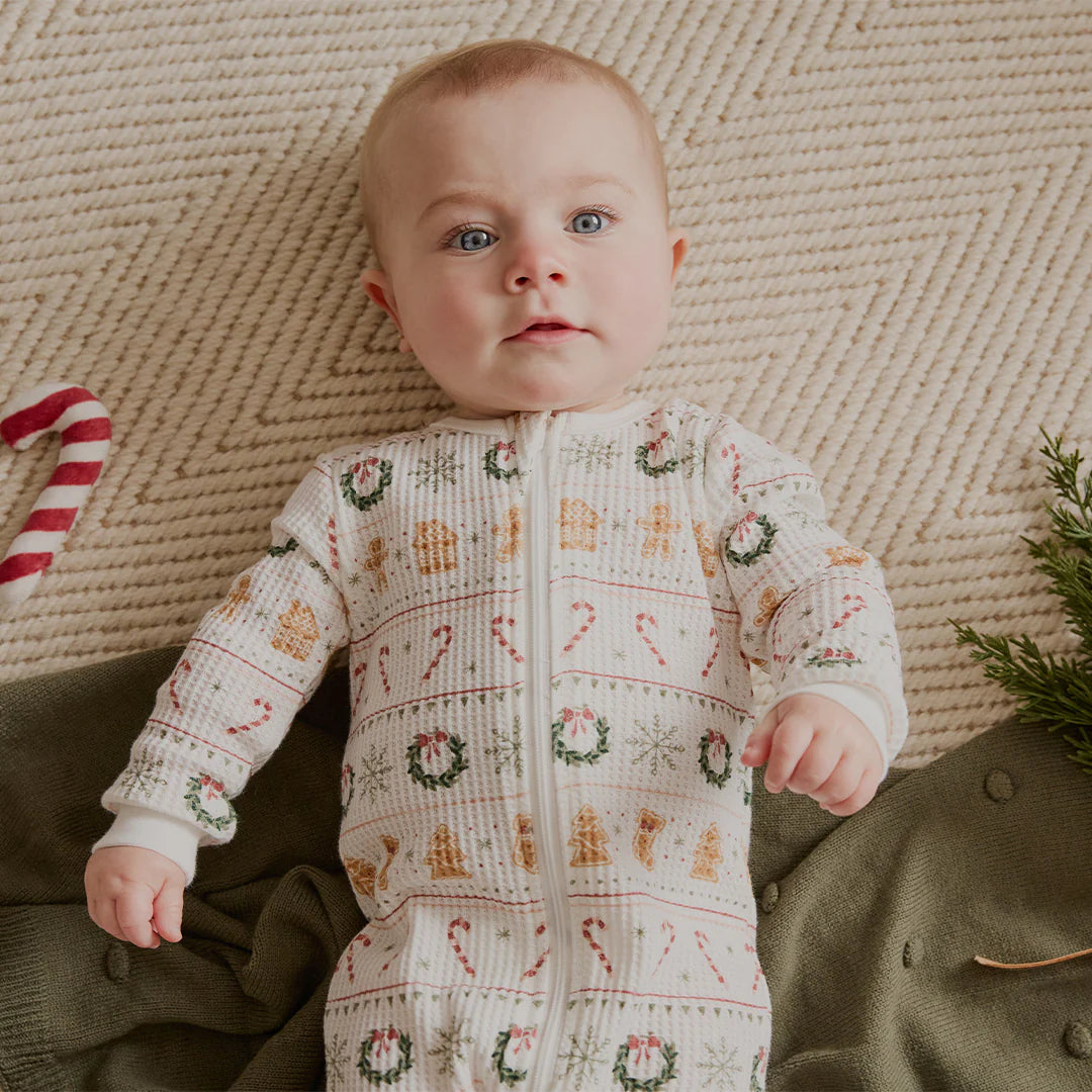 Pyjama une pièce en tricot gaufré Friandises et jacquard