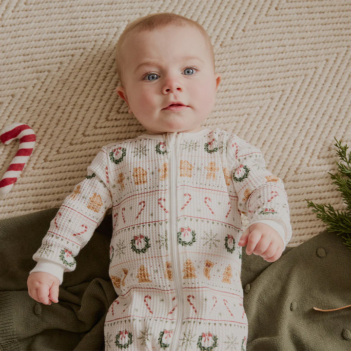 Pyjama une pièce en tricot gaufré Friandises et jacquard