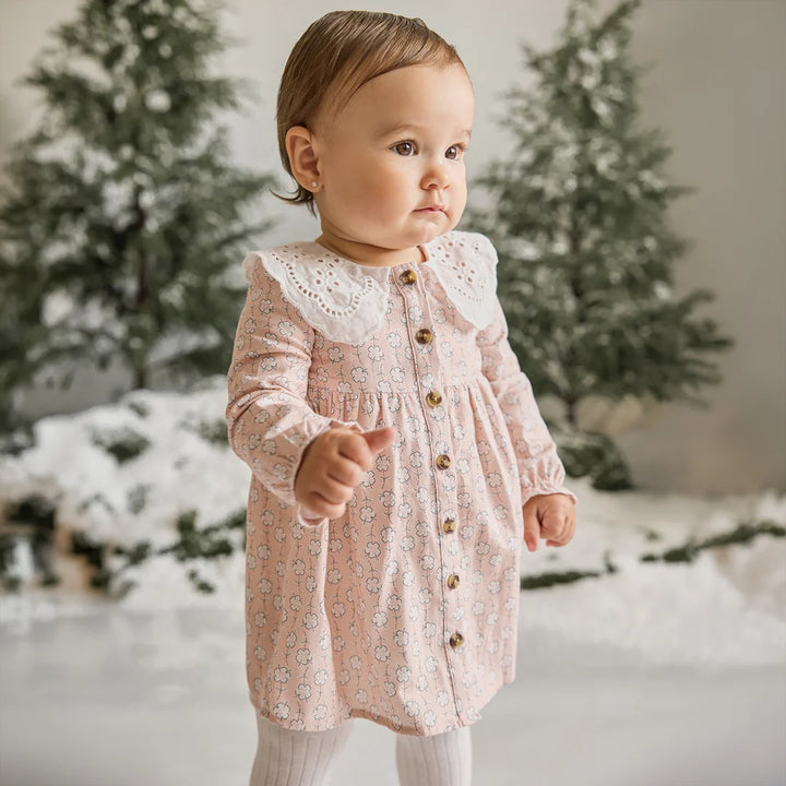 Ensemble robe en sergé brossé imprimé fleurs d'hiver