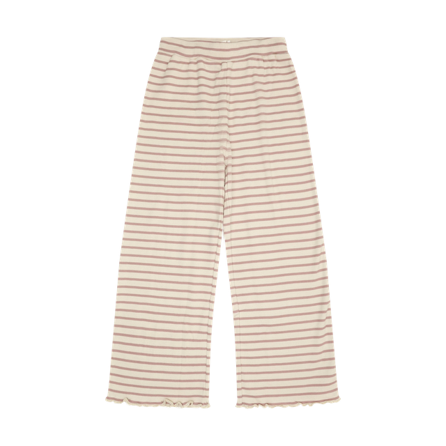 Pantalon en tricot côtelé à rayures roses
