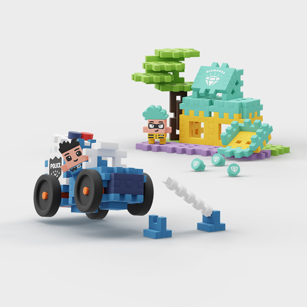 Mini Waffle - Voiture de police et bijouterie (80 pcs)