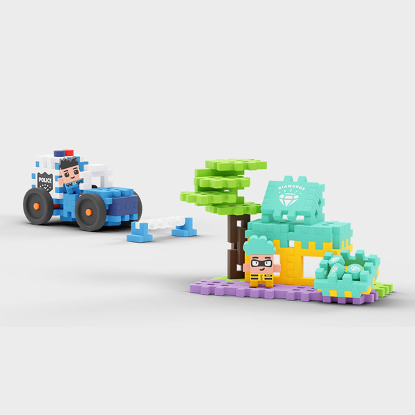 Mini Waffle - Voiture de police et bijouterie (80 pcs)