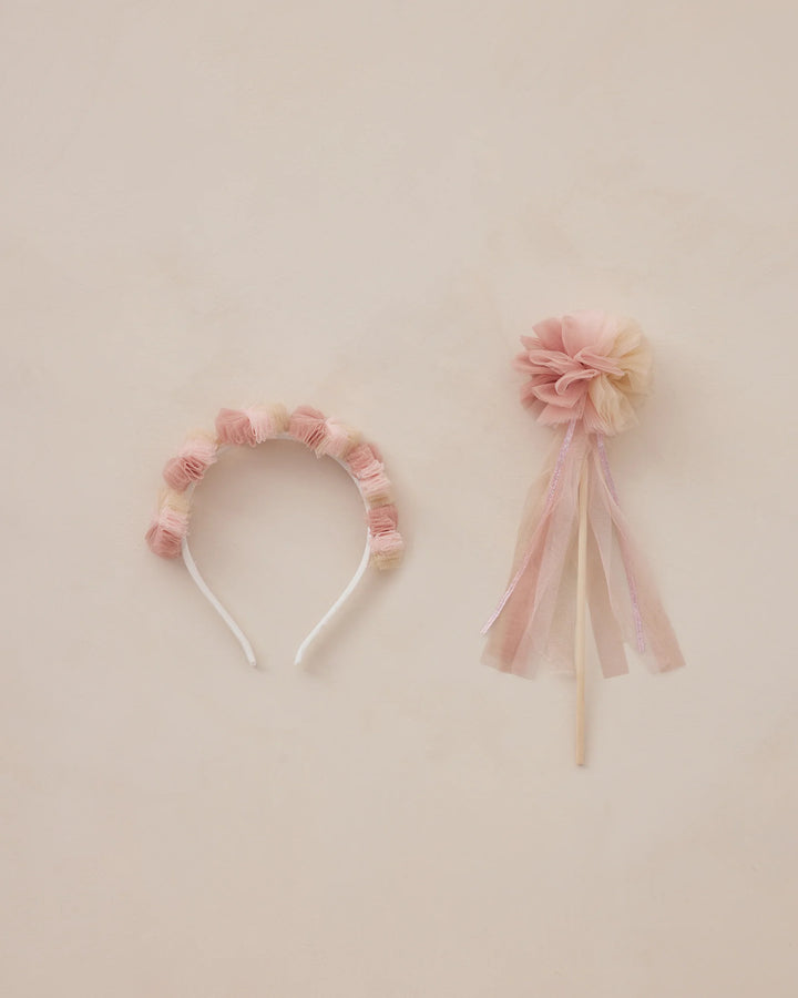 Couronne à pompons et baguette magique - Pink Ombre