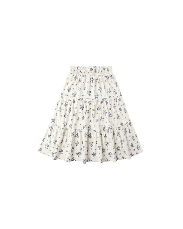 Jupe midi à volants - Blue Floral