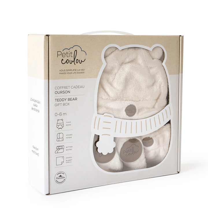 Coffret cadeau Ourson en Minky pour bébé (4 accessoires) - Crème