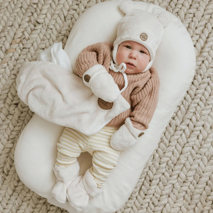 Coffret cadeau Ourson en Minky pour bébé (4 accessoires) - Crème