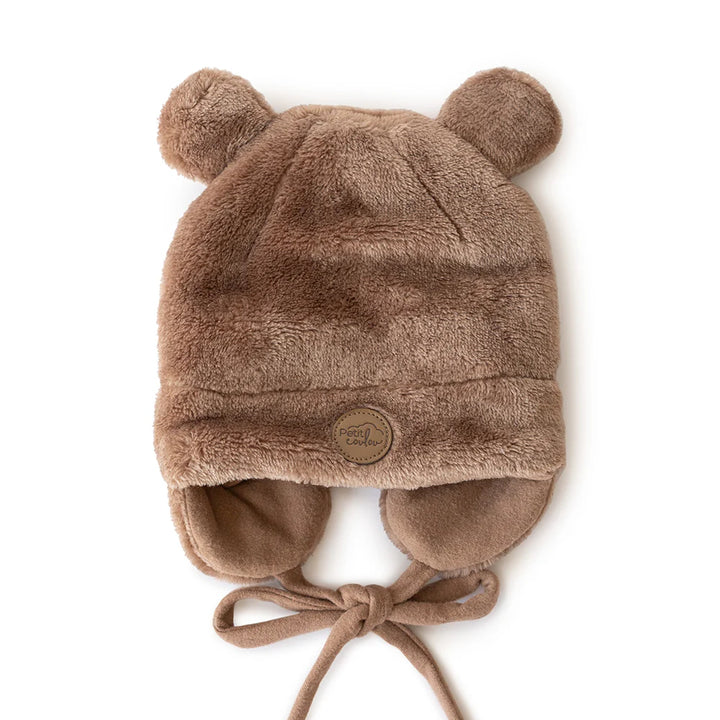 Tuque Ourson pour bébé en Minky - Moka