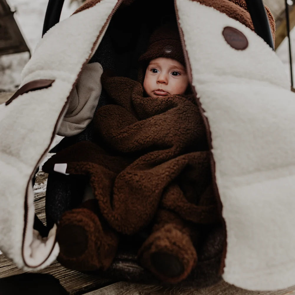 Coffret cadeau Ourson en Sherpa pour bébé (4 accessoires) - Brun