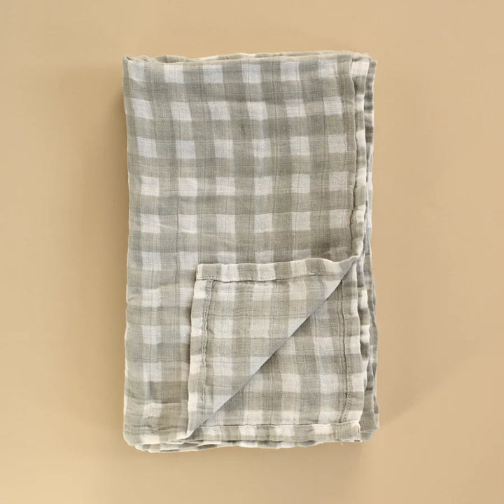 Couverture en mousseline - Gingham sauge