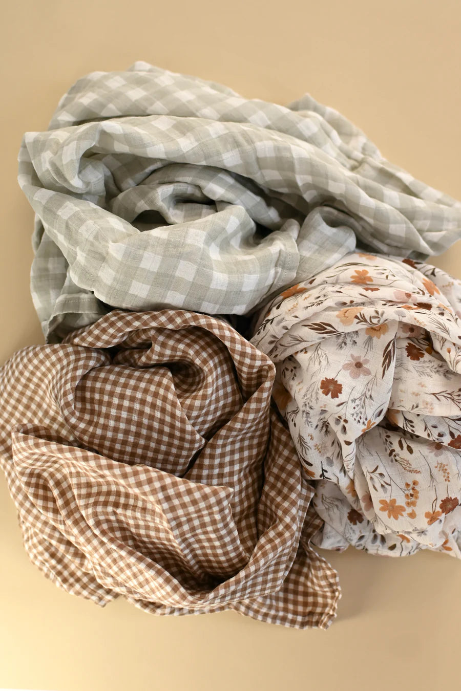 Couverture en mousseline - Gingham sauge