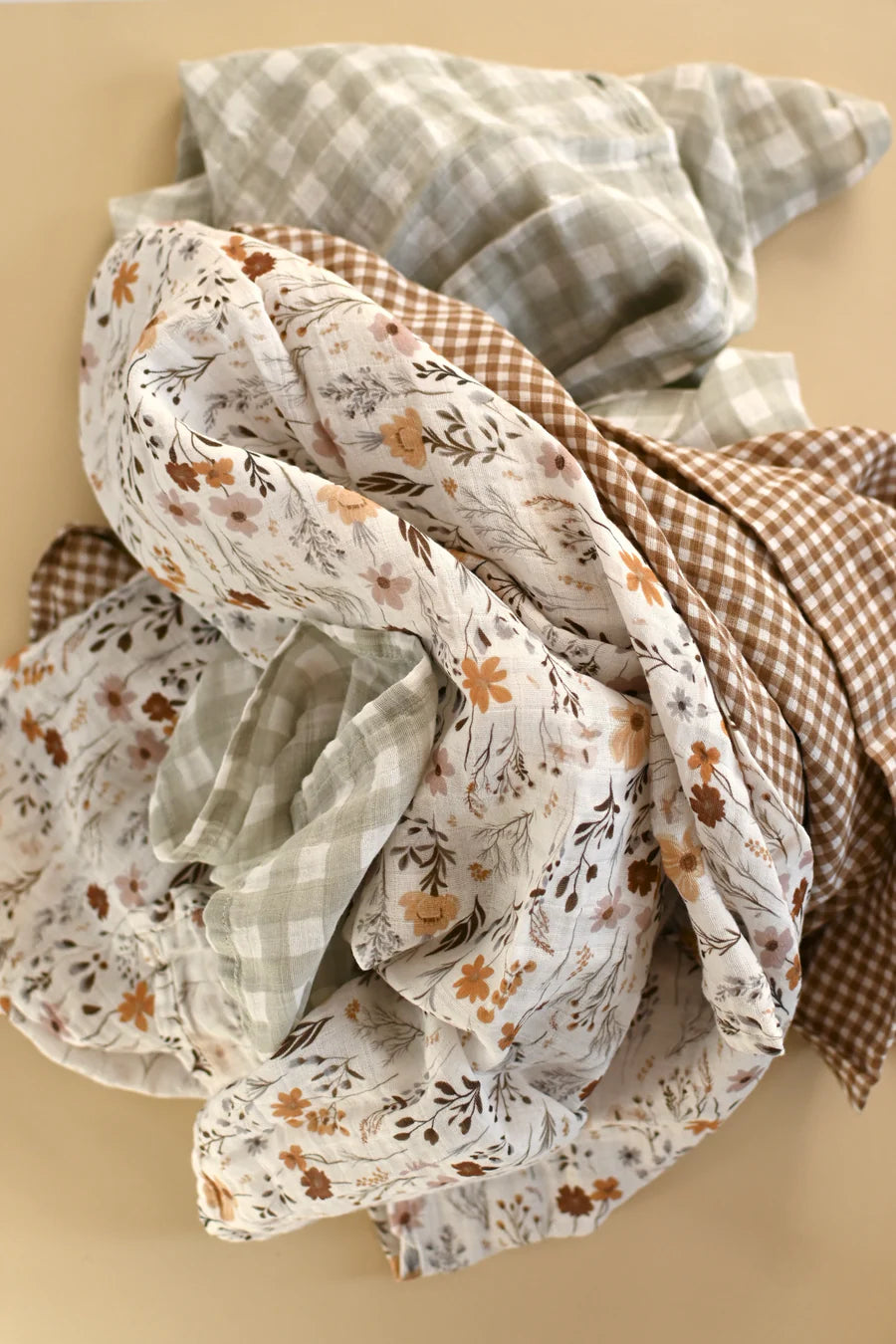 Couverture en mousseline - Gingham sauge