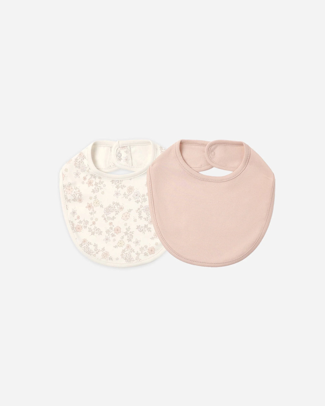 Lot de 2 bavoirs en jersey à boutons-pression - Fleur de vigne & Rose poudré