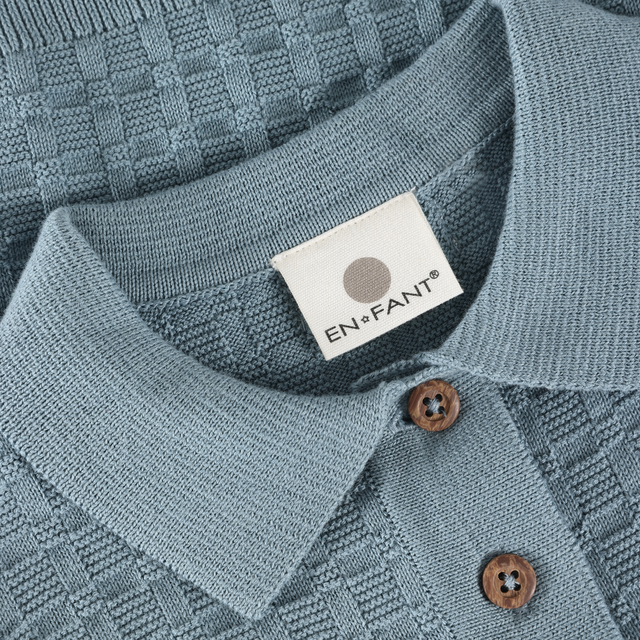 Citadel blue short-sleeved textured polo shirt