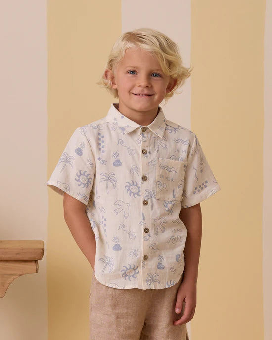 Chemise à manches courtes avec col - Méditerranée
