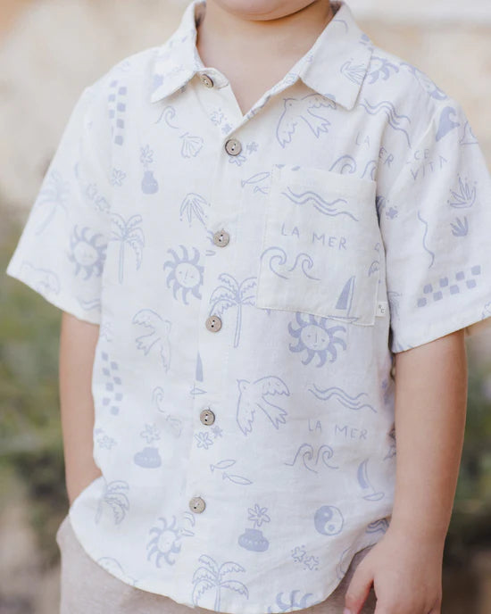 Chemise à manches courtes avec col - Méditerranée